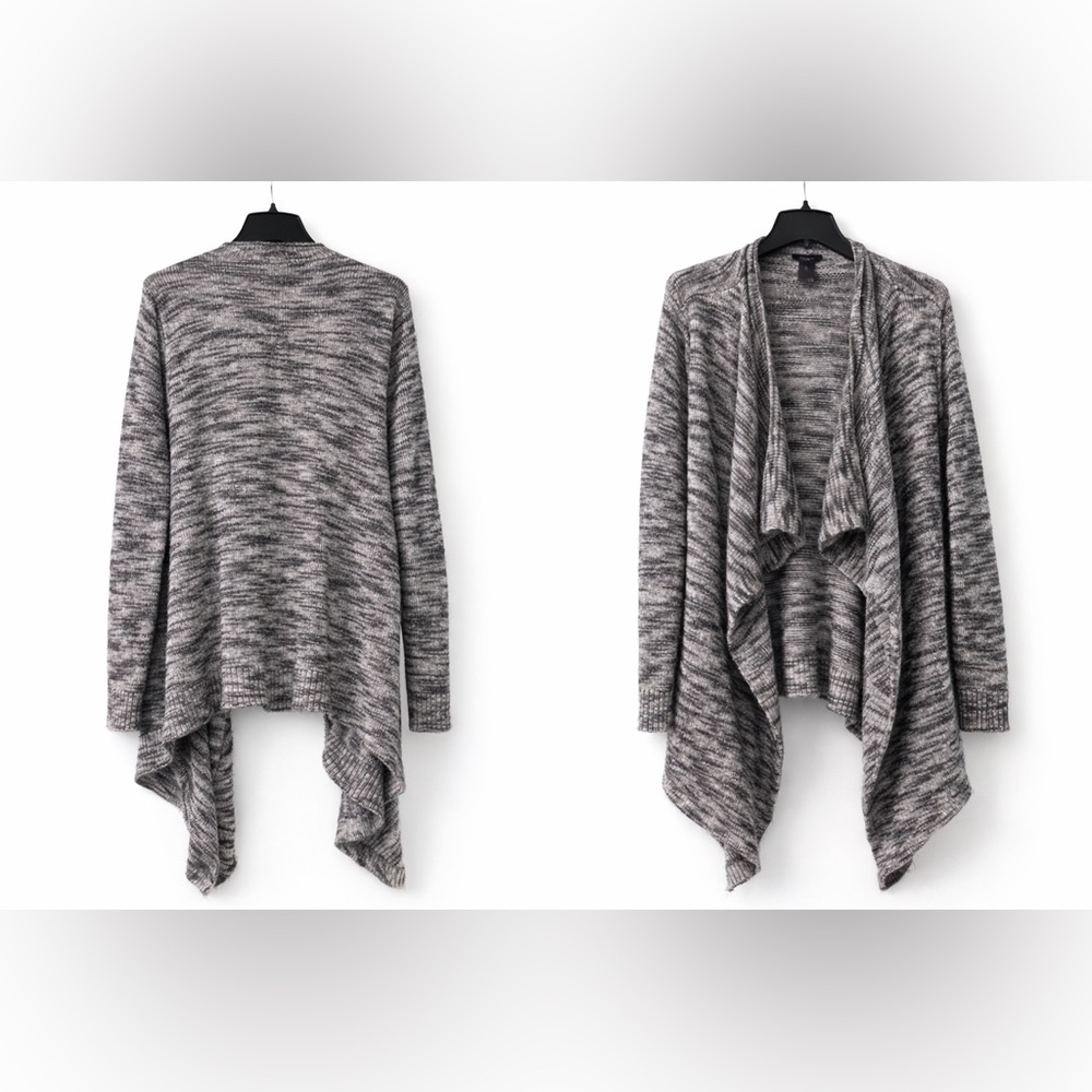 Ann Taylor Factory Heathered Gray Waterfall Cardigan